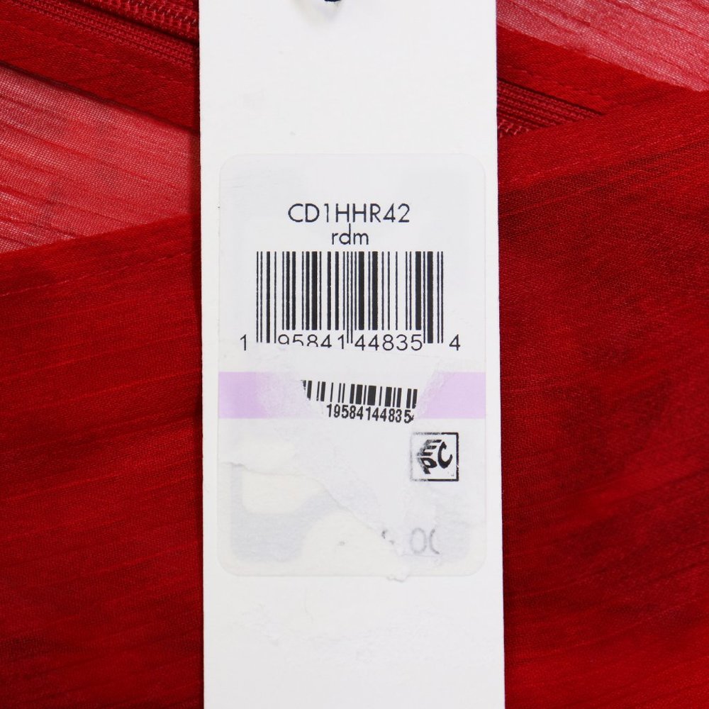 NWT Calvin Klein Chiffon Tie Waist Maxi Dress Surplice V-Neck Long Sleeve Red 6 - Picture 4 of 8